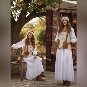 Vintage Trachten Linen & Suede Vest (J. Mann)
Size 34 or 4 in USA